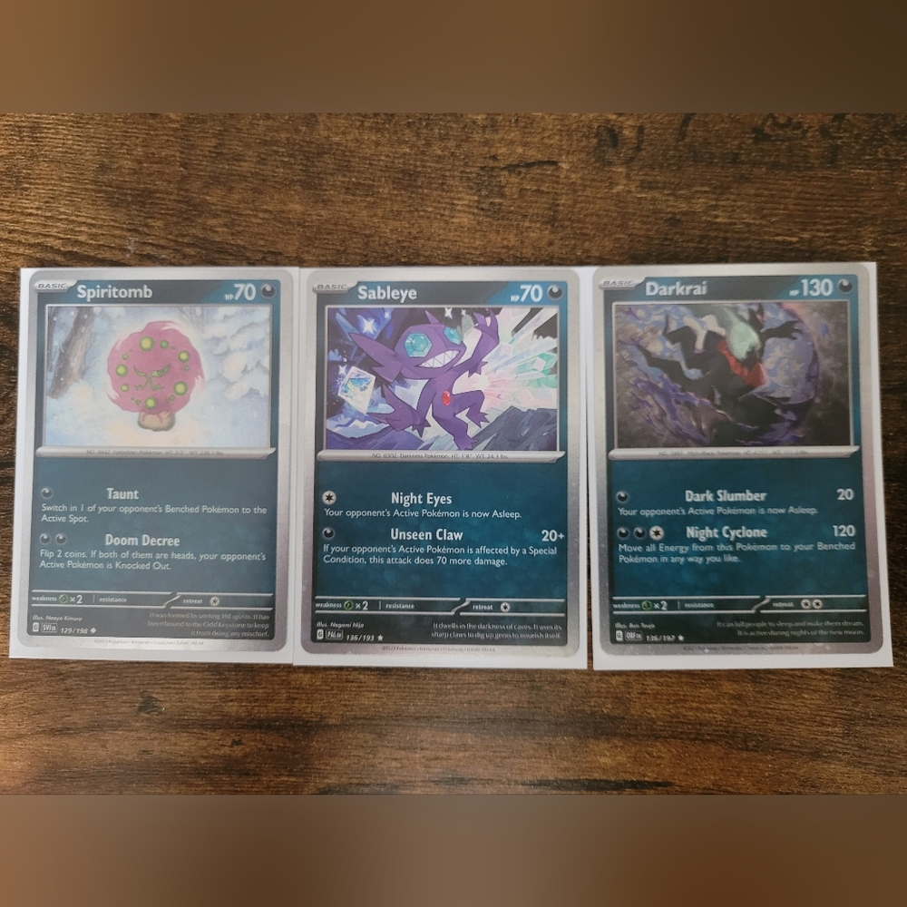 Pokemon Trading Card Set - Spiritomb, Sableye, Darkrai ( Cosmic Holos )